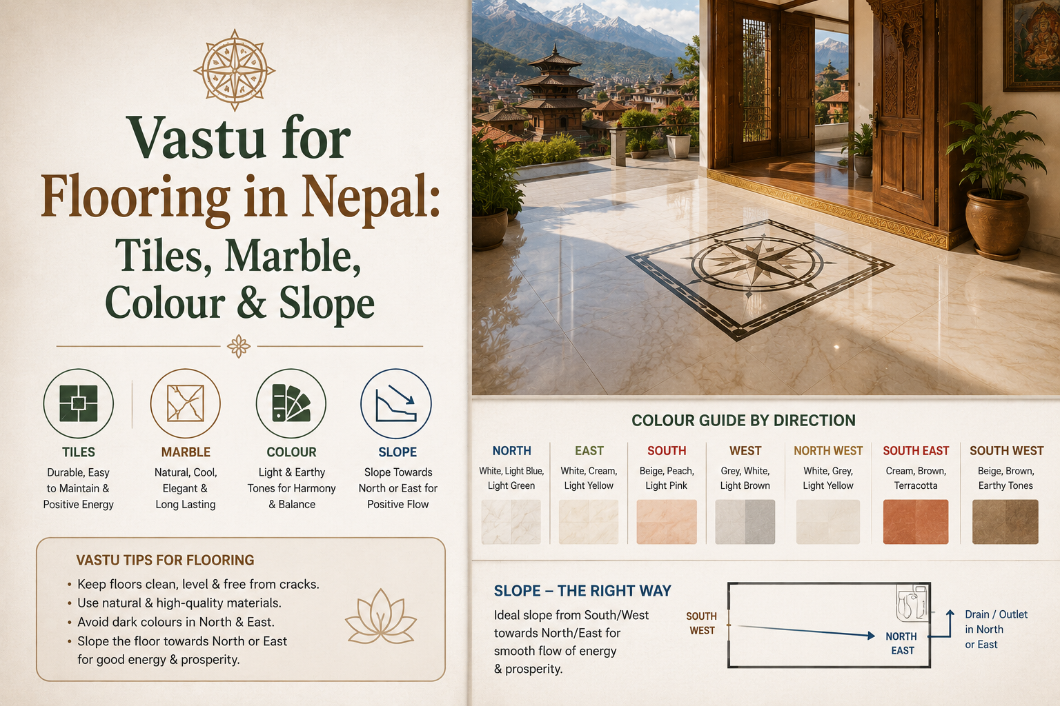 Vastu for Flooring in Nepal: Tiles, Marble, Colour & Slope