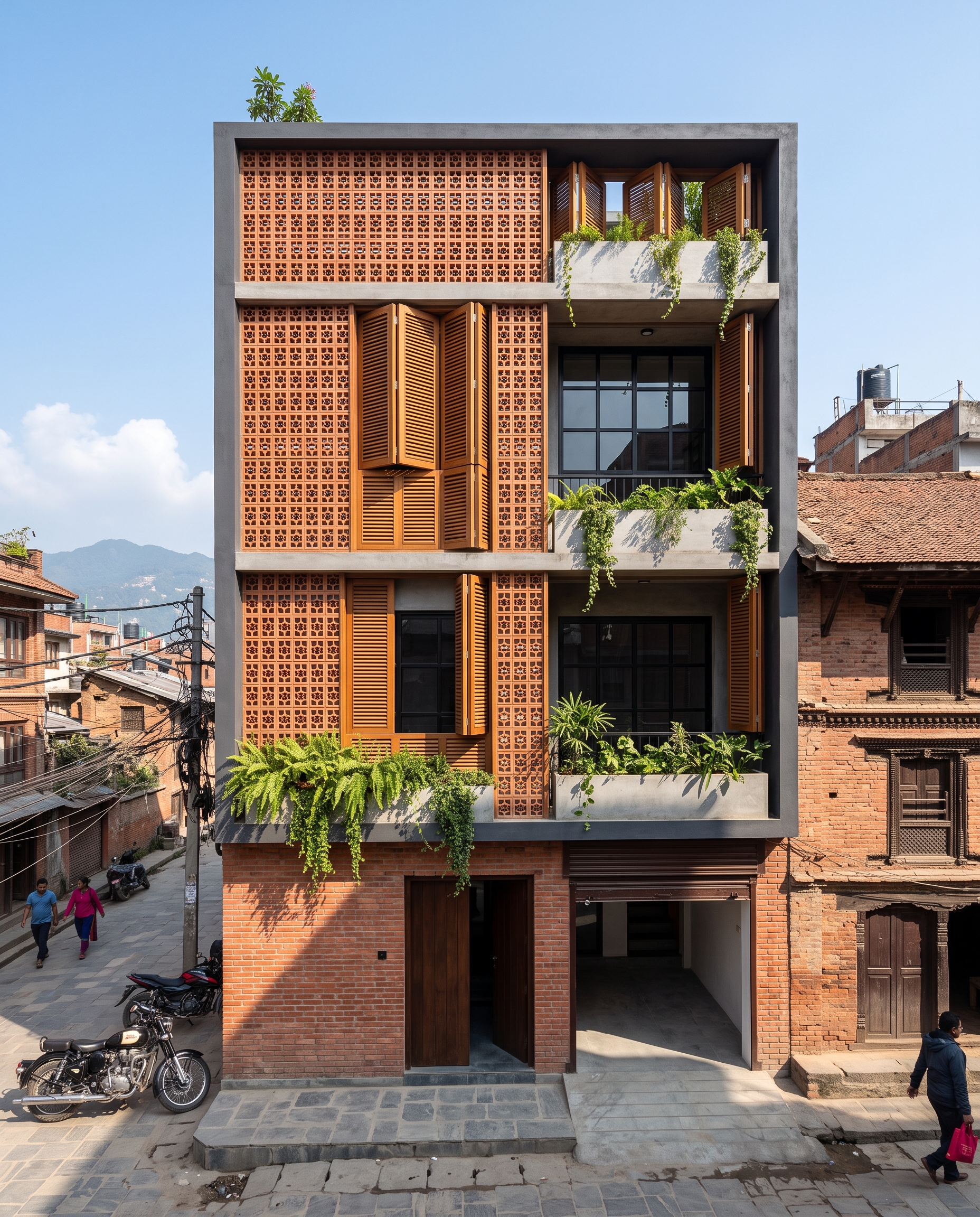 Modern Exterior Facade and Elevation Design for Compact Nepali City Plots