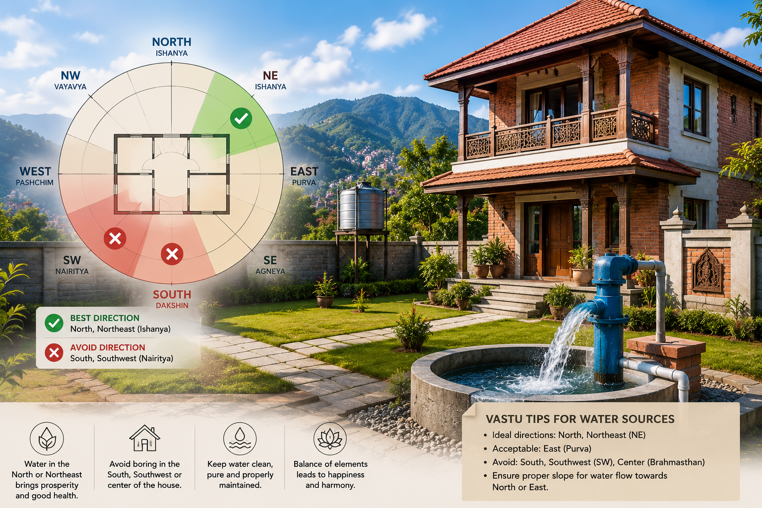 Vastu for Borewell & Water Source in Nepal: Direction for Boring & Wells