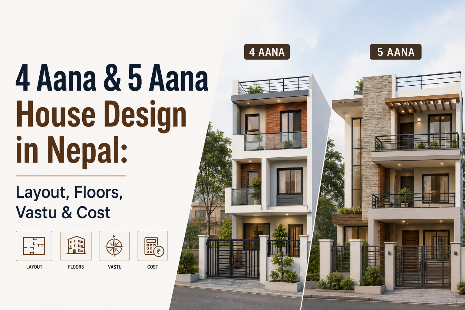 4 Aana & 5 Aana House Design in Nepal: Layout, Floors, Vastu & Cost
