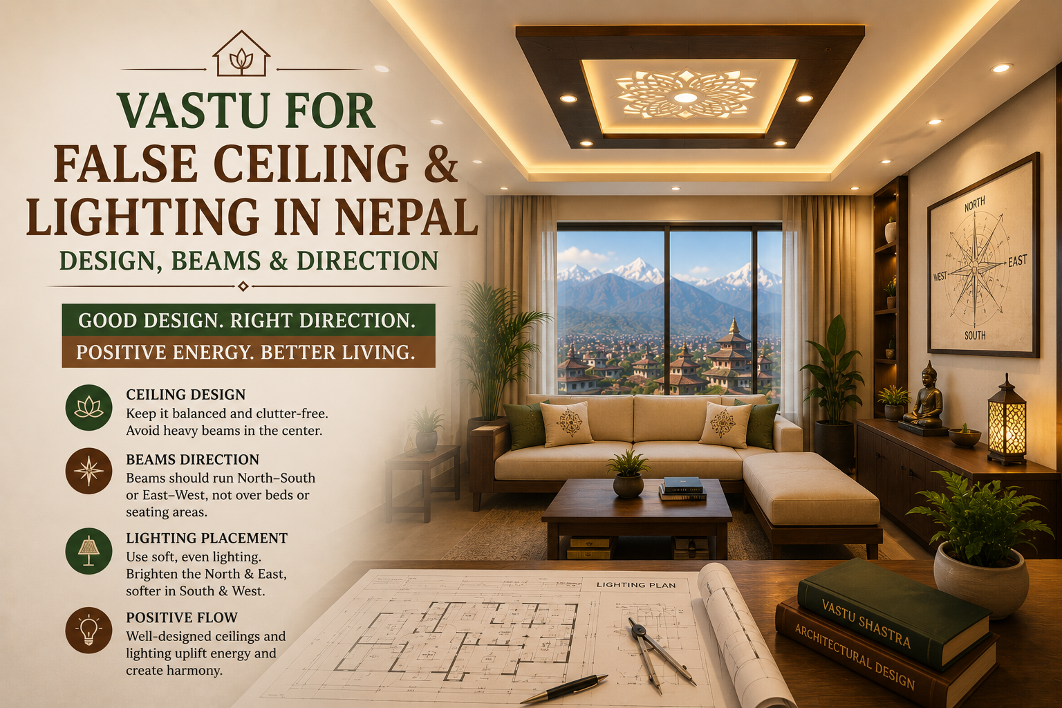 Vastu for False Ceiling & Lighting in Nepal: Design, Beams & Direction