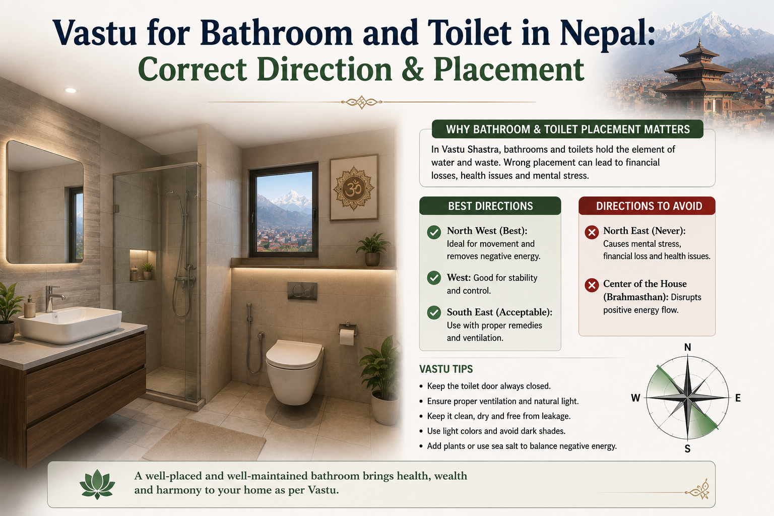 Vastu for Bathroom and Toilet in Nepal: Correct Direction & Placement