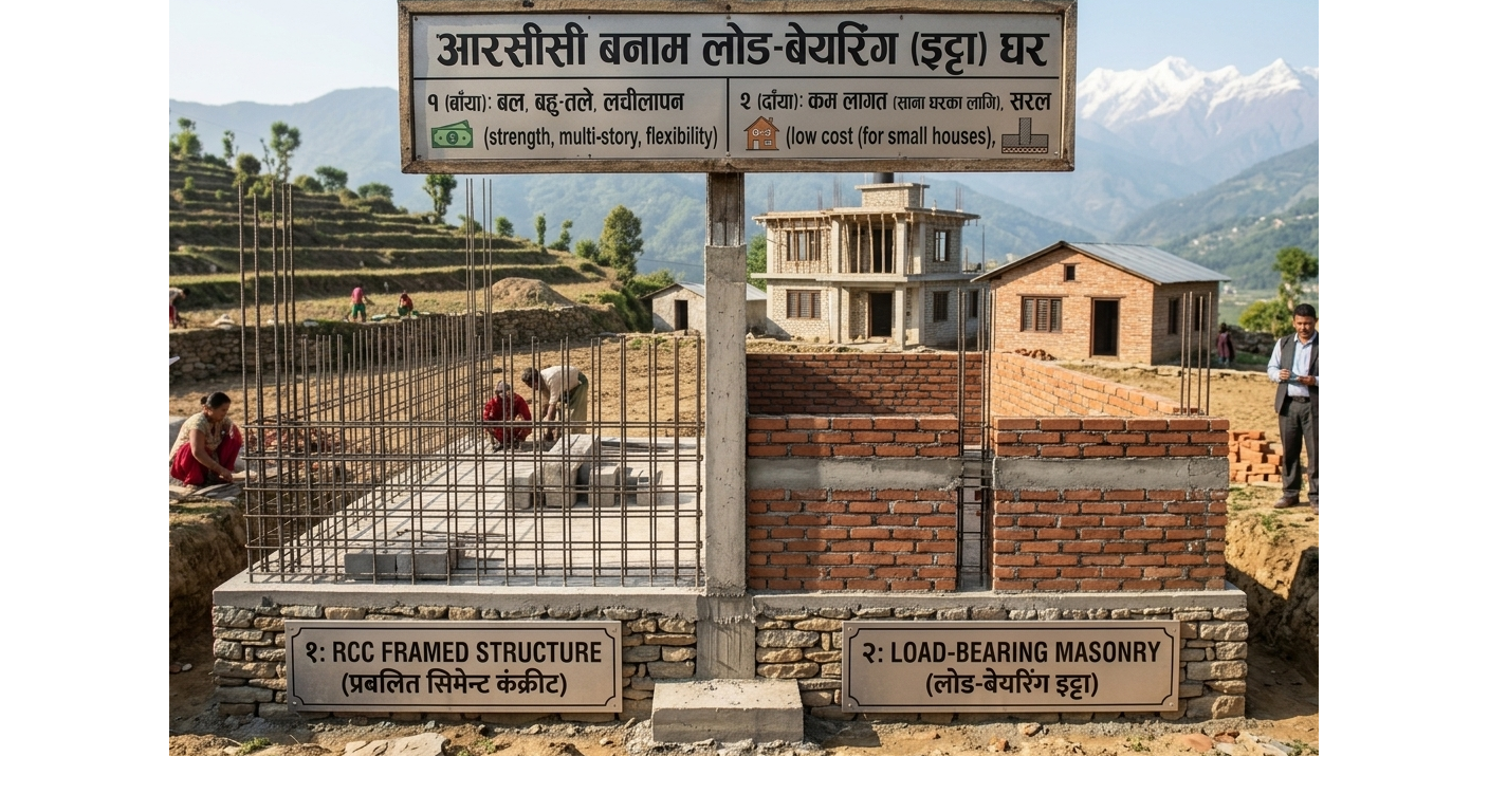 RCC vs Load-Bearing (Brick) House in Nepal: Cost, Strength & Which to Choose