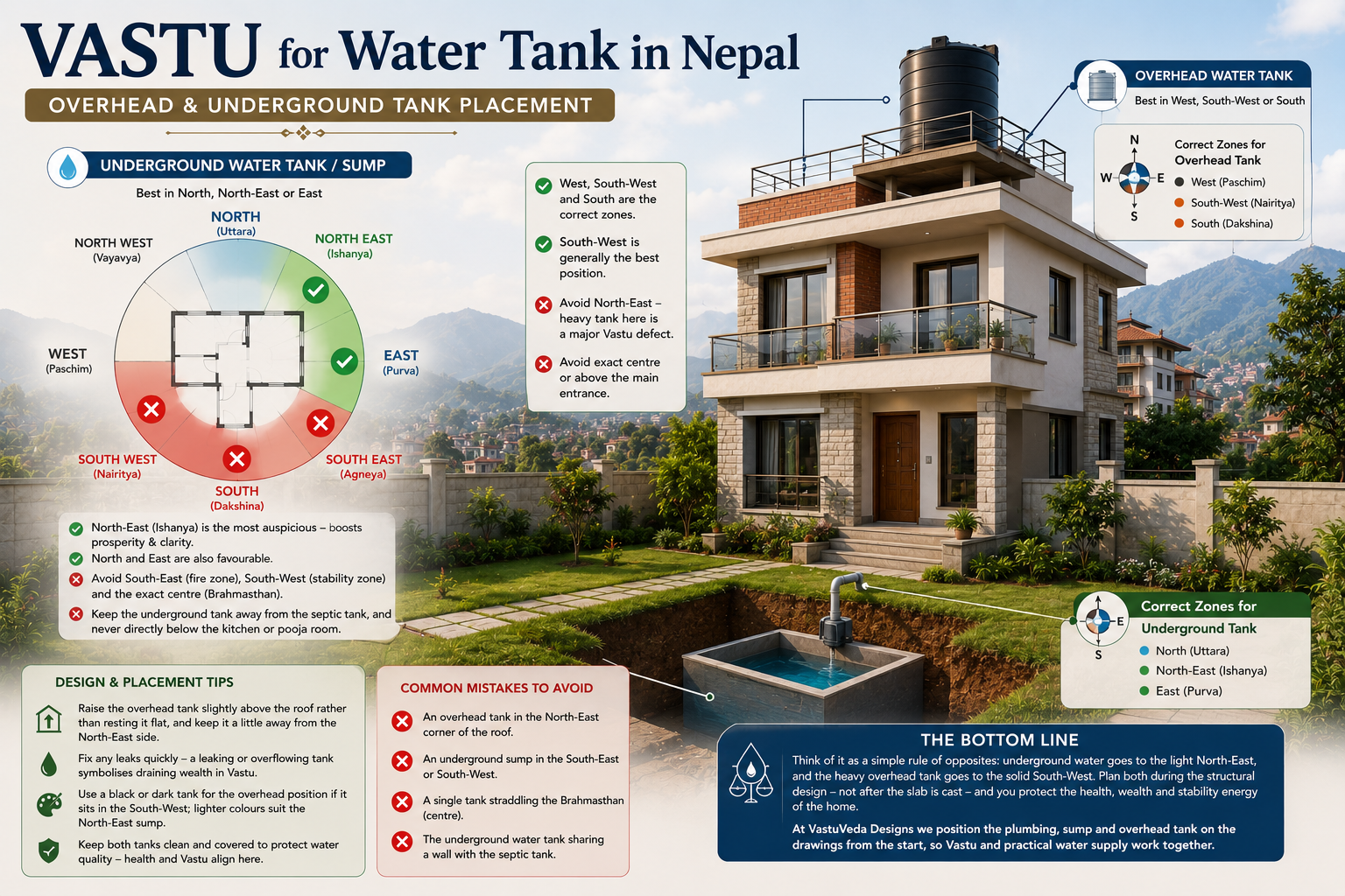 Vastu for Water Tank in Nepal: Overhead & Underground Tank Placement
