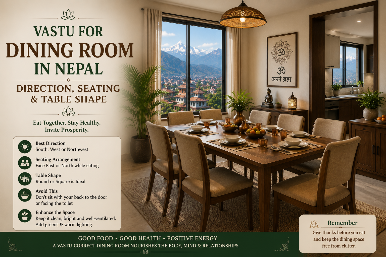Vastu for Dining Room in Nepal: Direction, Seating & Table Shape