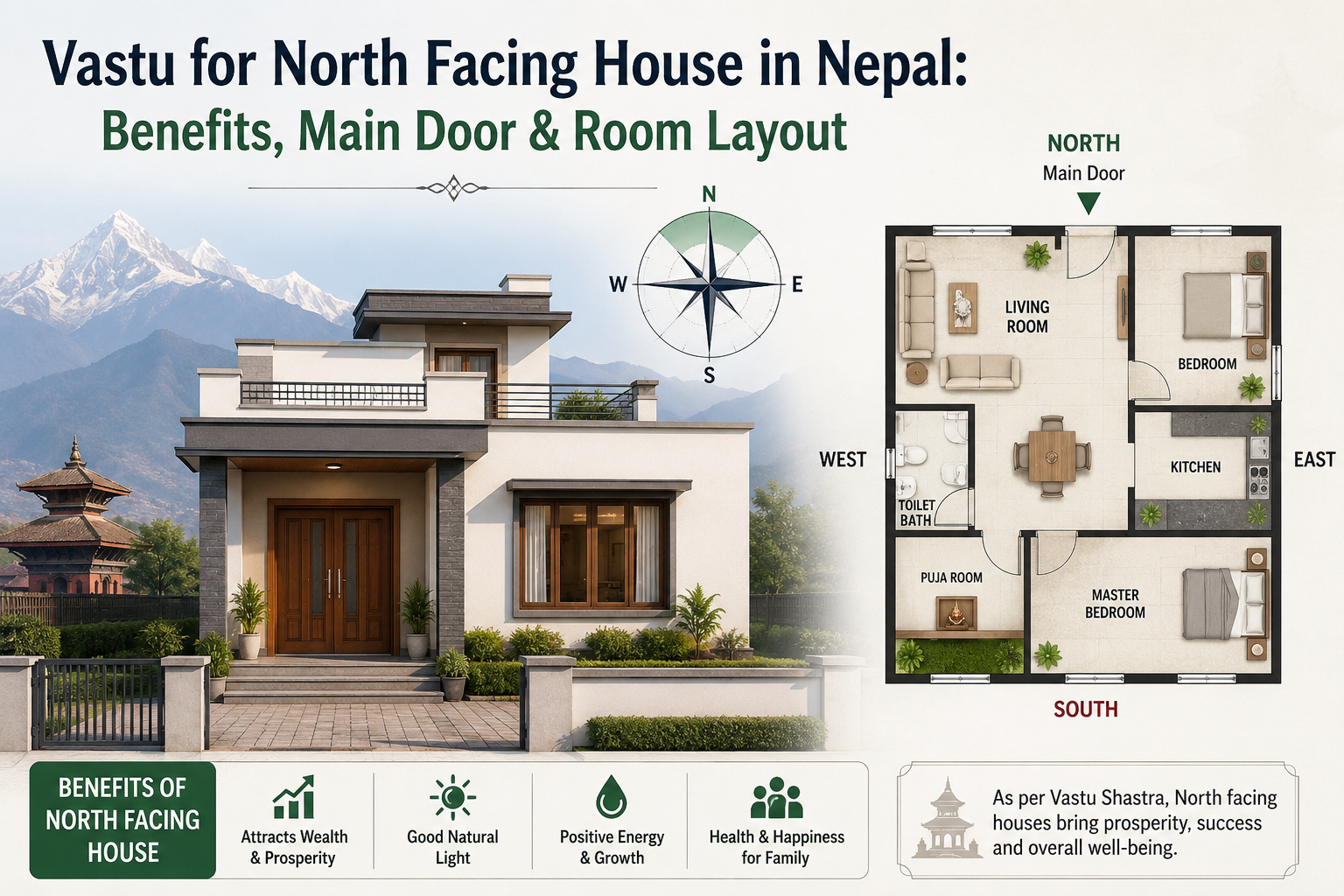 Vastu for North Facing House in Nepal: Benefits, Main Door & Room Layout